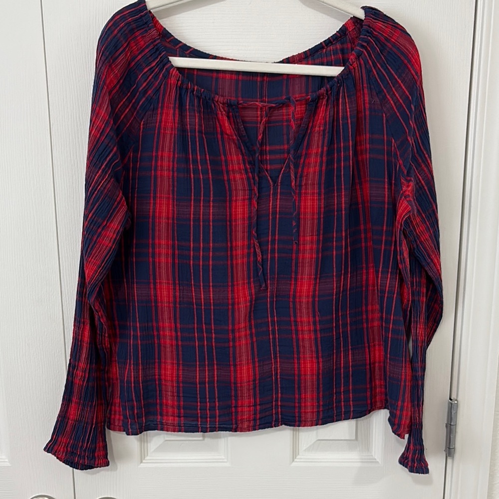 GAP Red and Blue Plaid Blouse